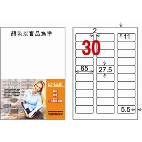 龍德 LD-852-W-C A4三用電腦標籤 30格 白色 20大張