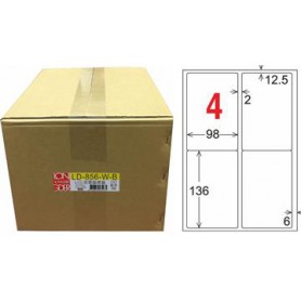 龍德 LD-856-W-B A4三用電腦標籤 4格 白色 1000大張