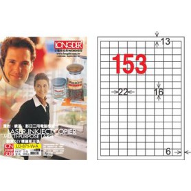 龍德 LD-871-W-A A4三用電腦標籤 153格 白色 105大張