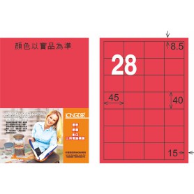龍德 FR系列 螢光紅雷射影印標籤 小包20 大張