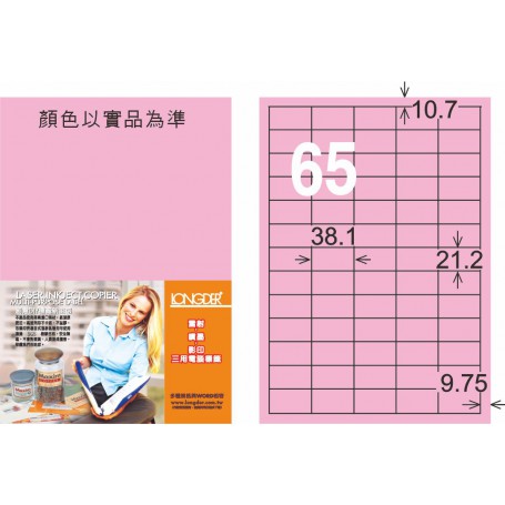 龍德 R系列 粉紅三用電腦標籤 中包105 大張