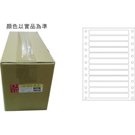 龍德 白色點陣電腦標籤 箱裝（LD-600系列 連續報表標籤）