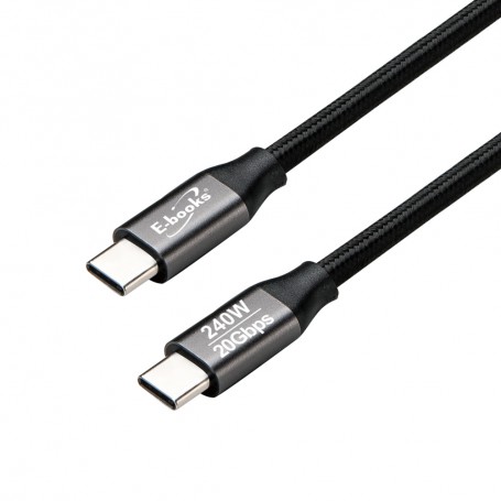 E-books XA66 USB4鋁製240W 20Gbps C to C+4K影音四合一快充傳輸線-2M