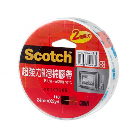 3M Scotch 116 超強力雙面泡棉膠帶 24mm x 3yd