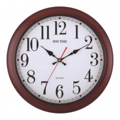 WIN TIME 台灣製 12吋(34cm) 掛鐘 W-9196 深紅木紋框 古典數字